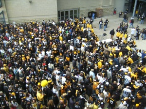The sea of black and gold filing into Heinz Field.